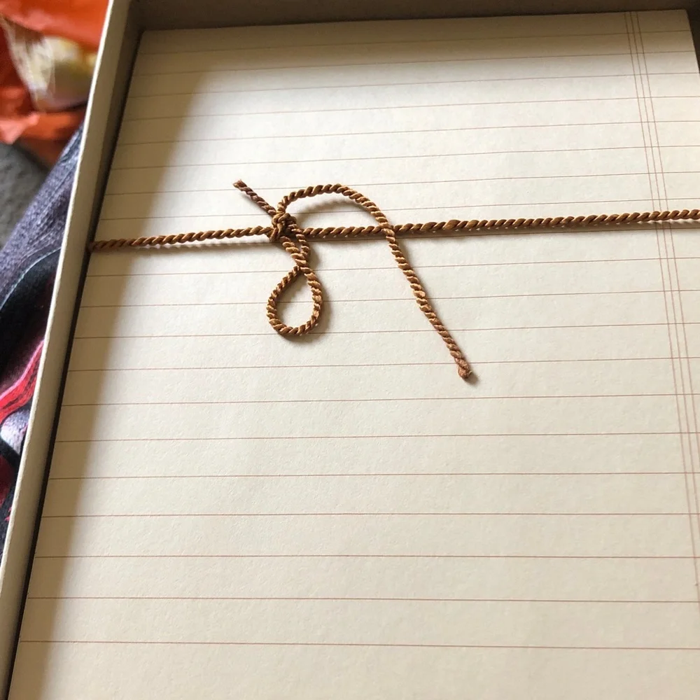 Cream Lined Notepad with Brown Twisted Cord